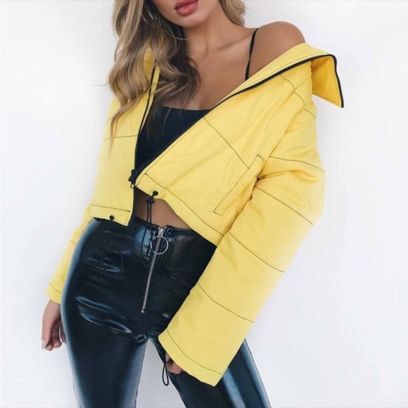 I.AM.GIA Road Warrior "Kill Bill" Yellow & Black Puffer Jacket Bomber Coat Sz Md - Picture 2 of 10